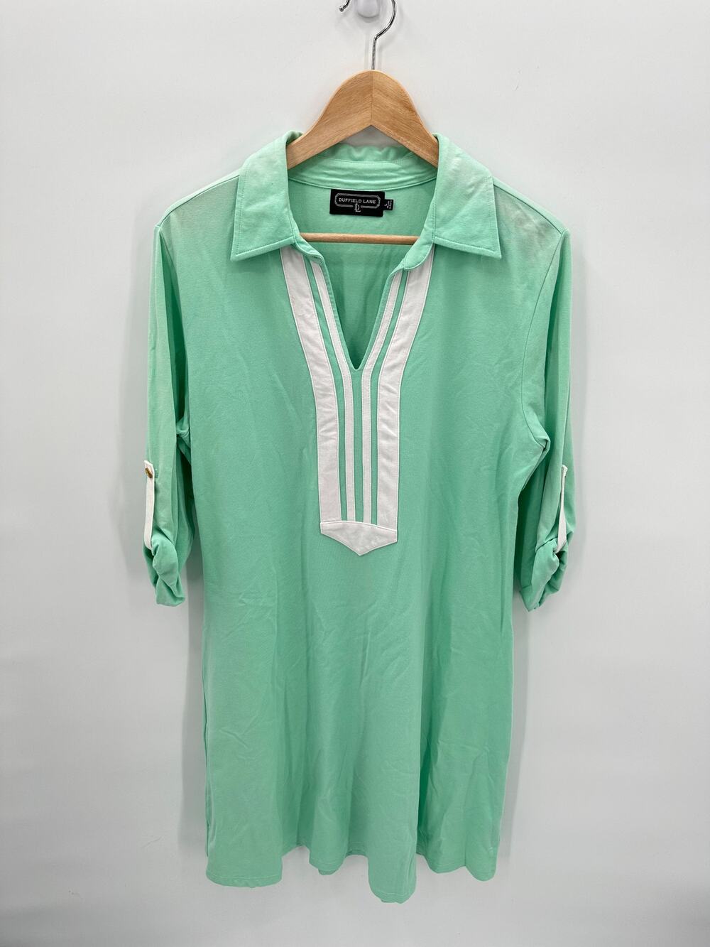 DUFFIELD LANE Seafoam Cotton Shift Dress // L